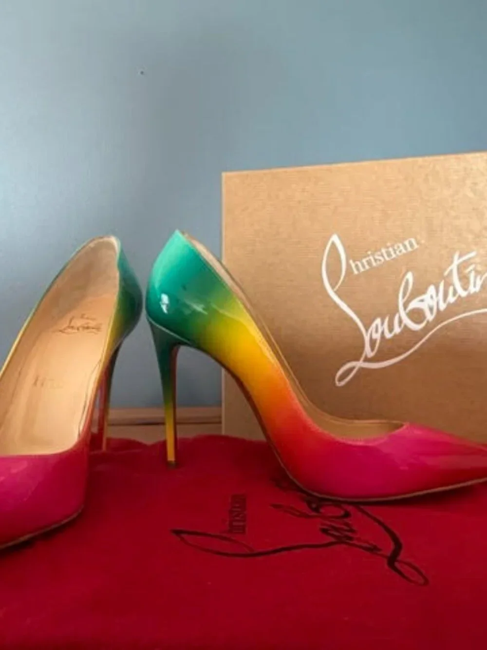 Christian Louboutin Rainbow Ombré Pigalle Follies 100 Pumps 36.5